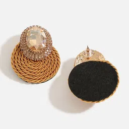 SOHI Brown Gold-Plated Contemporary Drop Earrings image 4