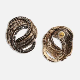 SOHI Gold-Plated Stone-Studded Contemporary Studs Earrings image 3