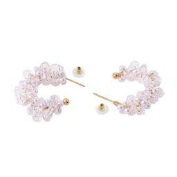 Unwind by Yellow Chimes Women Gold-Plated & White Contemporary Half Hoop Earrings image 4