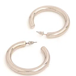 justpeachy Silver-Toned Contemporary Half Hoop Earrings image 2