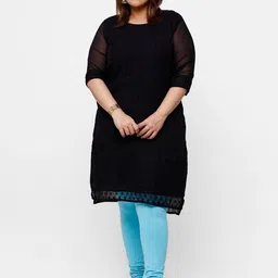 De Moza Women Blue Solid Churidar-Length Cotton Leggings image 3