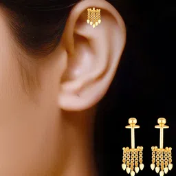 Vighnaharta Set Of 2 Gold-Plated Contemporary Jhumkas And Bugadi Earrings image 3