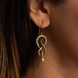 SOUL WORKS Gold Shiva Twister Brass Earrings-picture-14