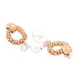 Bellofox Gold-Toned & White Obara Stone-Studded & Beaded Drop Earrings image 3