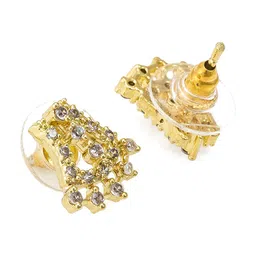 aadita Gold-Plated White & Black AD-Studded & Beaded Mangalsutra With Earrings image 4