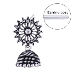 MEENAZ Set Of 3 Silver-Plated Stainless Steel Peacock Shaped Jhumkas image 4