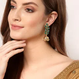 Kennice Women Gold-Plated Dome Shaped Jhumkas Earrings image 4