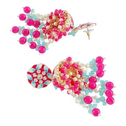 Crunchy Fashion Gold-Plated Beaded Dome Shaped Jhumkas image 4