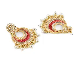 Fida Gold Plated Red Contemporary Chandbalis Earrings image 2