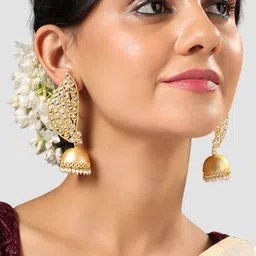 Anouk Gold-Toned Stone Studded Jhumkas image 4