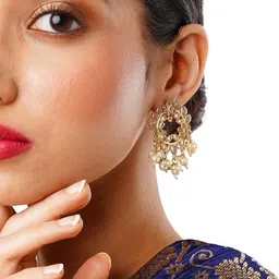 HOT AND BOLD Gold-Plated Artificial Beads Classic Drop Earrings image 2