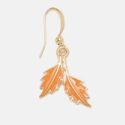 EL REGALO Christmas Green Pack of 2 Gold Plated Leaf Shaped Drop Earrings image 4