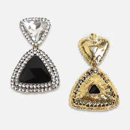 SOHI Set Of 2 Brass-Plated Contemporary Drop Earrings image 4