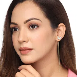 Yellow Chimes Gold-Plated Stone Studded Drop Earrings image 4