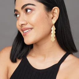 Binnis Wardrobe Gold-Toned Contemporary Drop Earrings image 3