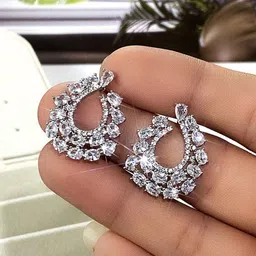 Designs & You Silver-Plated Contemporary Studs Earrings image 3