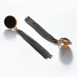 SOHI Black & Gold-Plated Contemporary Drop Earrings image 4