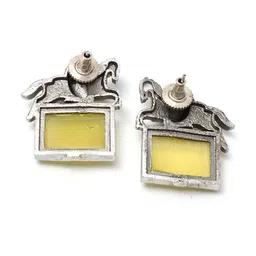 Ozanoo Silver-Plated Oxidised Horse Studs Earrings image 2