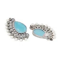 TEEJH Silver-Toned Contemporary Drop Earrings image 4