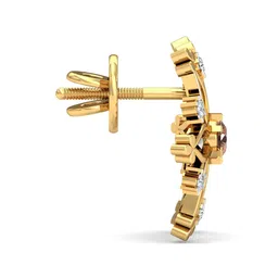 KUBERBOX Snowflake 18KT Gold Diamond-Studded Citrine Earrings-2.42 gm image 3