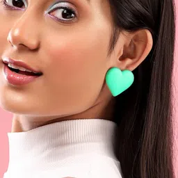 Rubans Voguish Set Of 2 Gold-Plated Heart Shaped Half Hoop And Studs Earrings-image-40