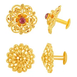 MEENAZ Set Of 2 Gold-Plated Stone Studded Studs Earrings image 5