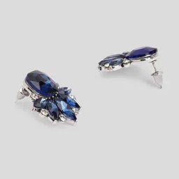 AQUASTREET Silver-Plated Rhinestone-Studded Floral Studs Earrings image 4