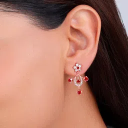 GIVA 925 Sterling Silver Rose Gold Plated Stone Studded Drop Earrings image 4