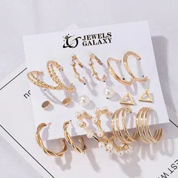 Jewels Galaxy Set of 9 Gold-Plated Stud And Hoop Earrings image 2