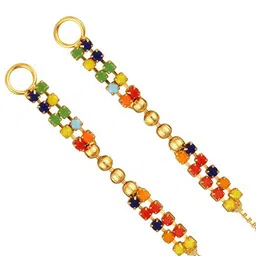 Vighnaharta Set Of 2 Gold-Plated Contemporary Ear Chains image 5