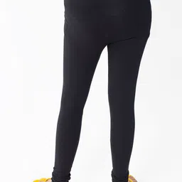 indian flower Girls Black Solid Cotton Churidar-Length Leggings image 2