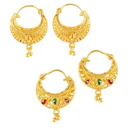 MEENAZ Set of 2 Gold-Plated Classic Hoop Earrings image 5