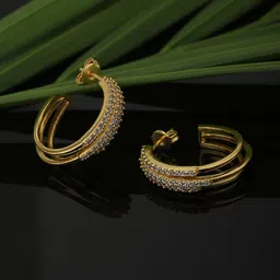 Carlton London Gold-Toned Circular Half Hoop Earrings image 3