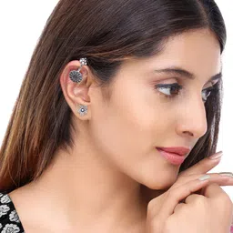 Yellow Chimes Set of 6 Oxidised Silver-Plated Textured Earrings image 3