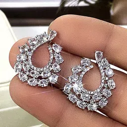 Designs & You Silver-Plated Contemporary Studs Earrings image 2