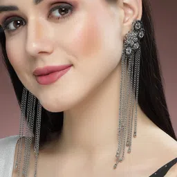 KARATCART Silver Plated Drop Earrings image 3