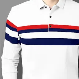 autna Men Solid Polo Neck Cotton Blend White T-Shirt image 5