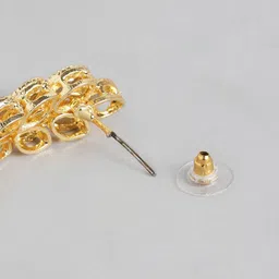 I Jewels Gold-Toned & Grey Dome Shaped Jhumkas Earrings image 5