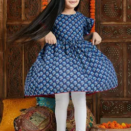 VASTRAMAY Girls Floral Printed Anarkali Pure Cotton Kurta-picture-23