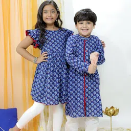 VASTRAMAY Girls Floral Printed Regular Pure Cotton Kurta-picture-30