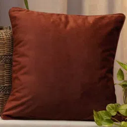 Rust Solid Velvet 12 x 12 Inches Cushion Cover by Zeba-picture-38