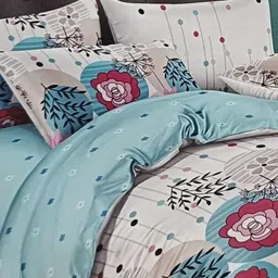 Signature Pink & Sky Blue 4 Pcs Floral Bedding Set image 3