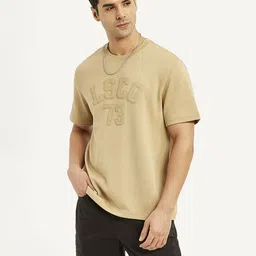 levi's Men Typography Crew Neck Pure Cotton Brown T-Shirt-picture-34