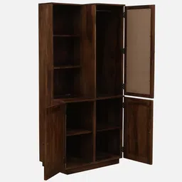 woodsworth from pepperfry Aalst Sheesham Wood Wardrobe with Mirror In Provincial Teak Finish image 5