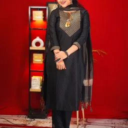 tibra attire Women Cotton Blend Kurti Pant Dupatta Set image 5