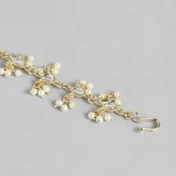 LAIDA Gold-Plated Stones & Beads Studded Chand Style Maangtikka image 5