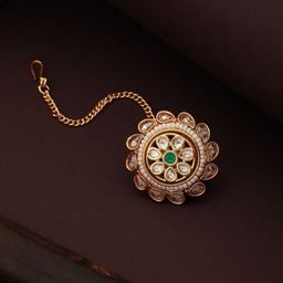 Saraf RS Jewellery Gold-Plated Kundan-Studded Borla Maangtikka-picture-12