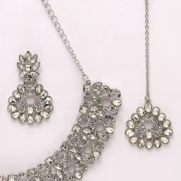 Sukkhi Rhodium-Plated AD-Studded Jewellery Set image 4