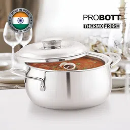 probott Thermofresh Aroma Stainless Steel Gift Set Casserole with Glass Lid, Set of 3, 1000 x 1500 x 2100 ml, Steel plain Pack of 3 Cook and Serve Casserole Set image 5