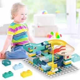 arthasya 100PCS Assembly Block Marble Run Slide Track Building Blocks image 2
